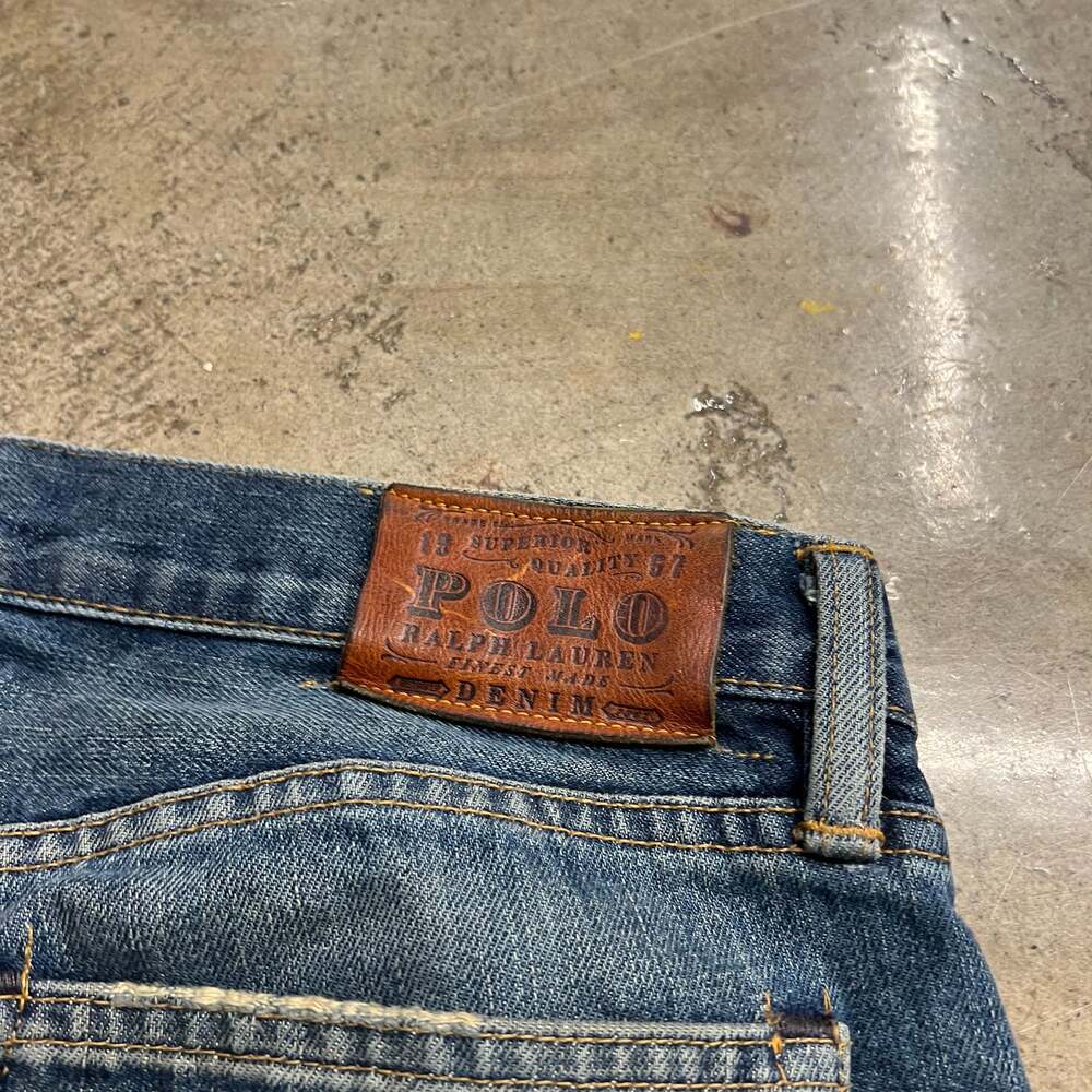 POLO RALPH LAUREN JEANS MUDWASH FADED DISTRESSED DENIM - Picture 9 of 10